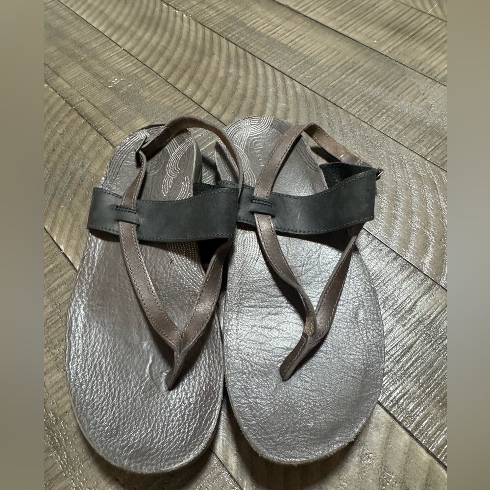 Chaco Women’s Maya 11 Black/Brown Leather Thong Slingback Sandals Size 9